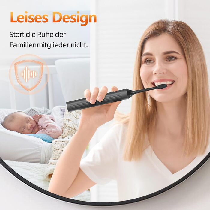 Електрична звукова зубна щітка Ritter - 5 режимів, 40000VPM, IPX7, акумулятор до 90 днів, таймер, чорний