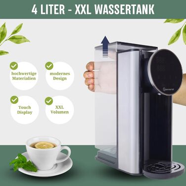 Гарячий водопостачальник Sommertal HW400 Businessline XXL: миттєва вода 45-100°C, 4L бак, сенсорний дисплей, функція дитячого харчування