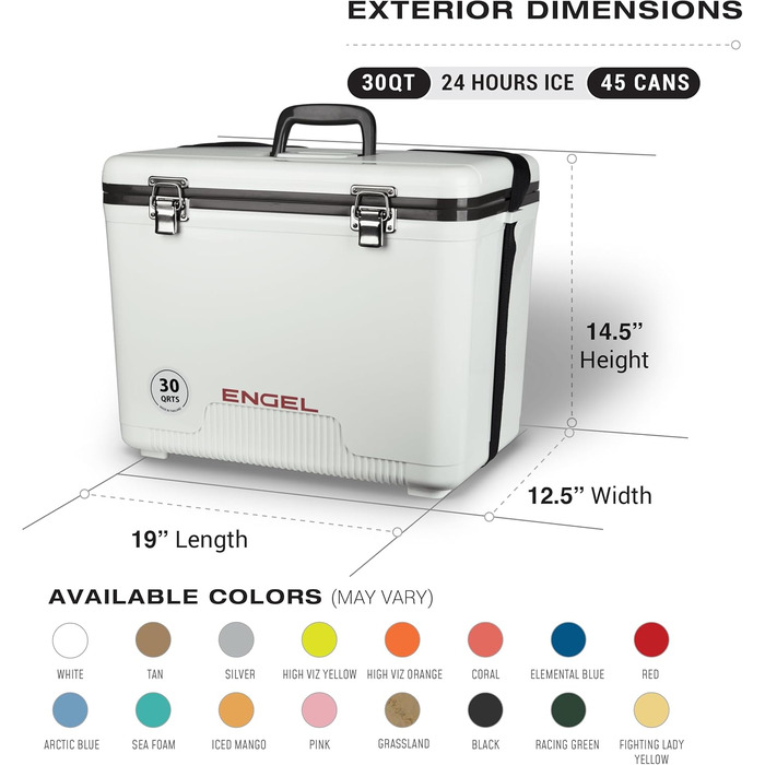 Термобокс ENGEL 30qt (28.4л) рожевий – портативний охолоджувач для кемпінгу, пікніка, подорожей. Герметичний, без електрики