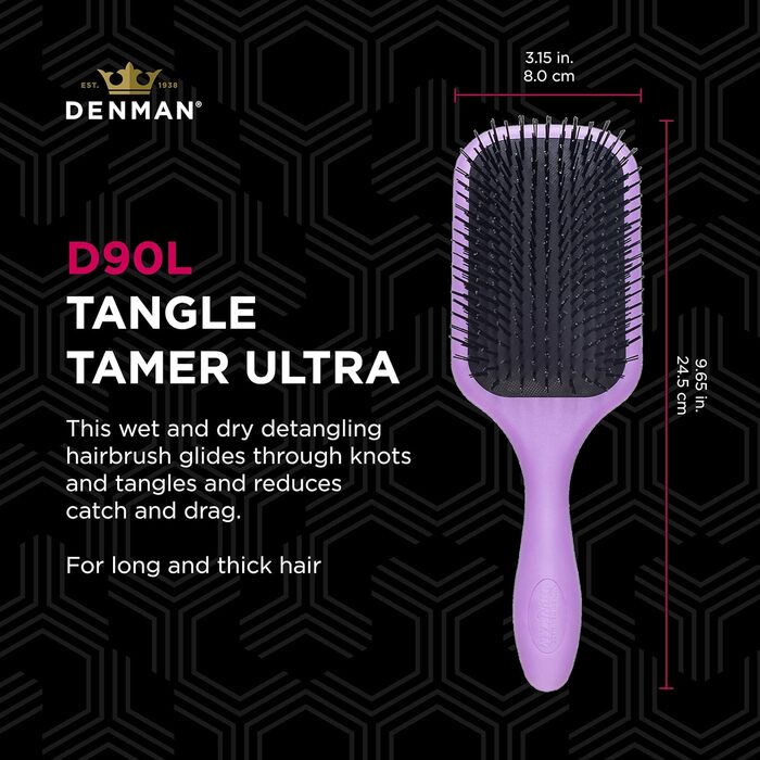 Щітка-гребінець Denman Tangle Tamper (фіолетова) - для кучерявого та натурального волосся, мокрого та сухого, D90L