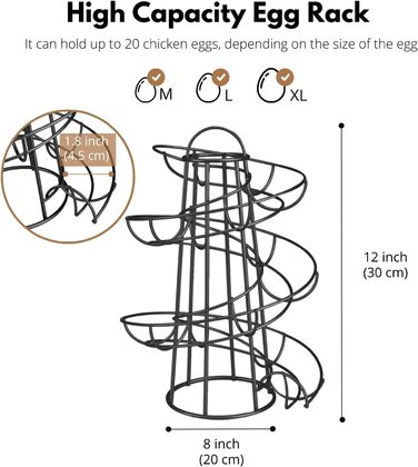 Спіральний тримач для яєць Flexzion 30х20 см чорний