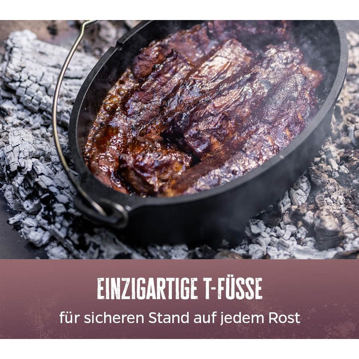 Набір голландської печі Grillfürst Dutch Oven BBQ Edition DO 9: чавунний котелок 8,5 л з підставкою, кришкою та аксесуарами