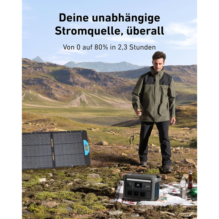 Anker SOLIX C800 Портативна електростанція, 1200W (1600W пікова потужність), 768Wh LiFePO4 акумулятор, для кемпінгу, RV, подорожей, резервне живлення (сонячна панель опційно)