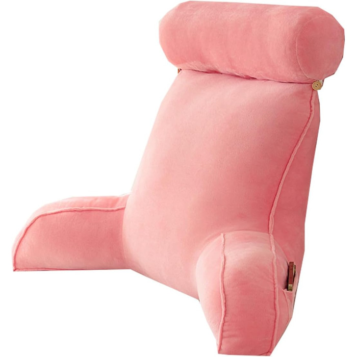 Зручне дихаюче крісло для читання з підтримкою спини, однотонне, знімний підголівник, можна прати, м'яке, 85 x 60 см (Рожевий)