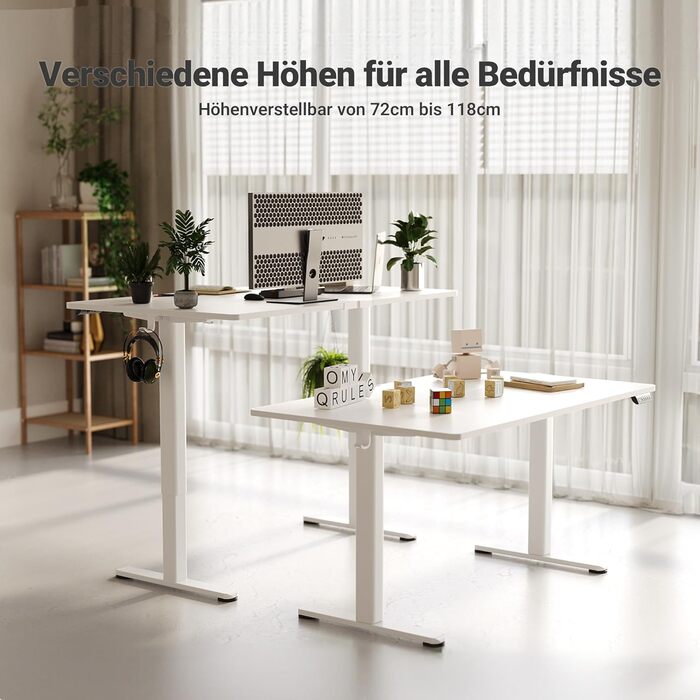 Регульований стіл Claiks 160x80 см (FSC®), 80 кг, 3 пам'яті, для дому/офісу, білий