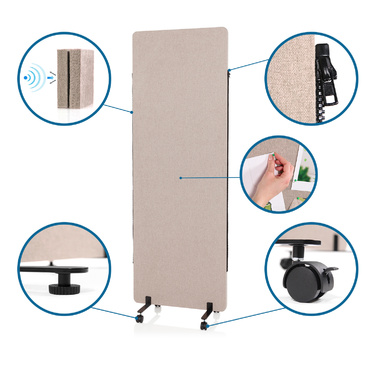 Елемент перегородки FLEXMIUT, відтінок тауп (taupe), для офісу