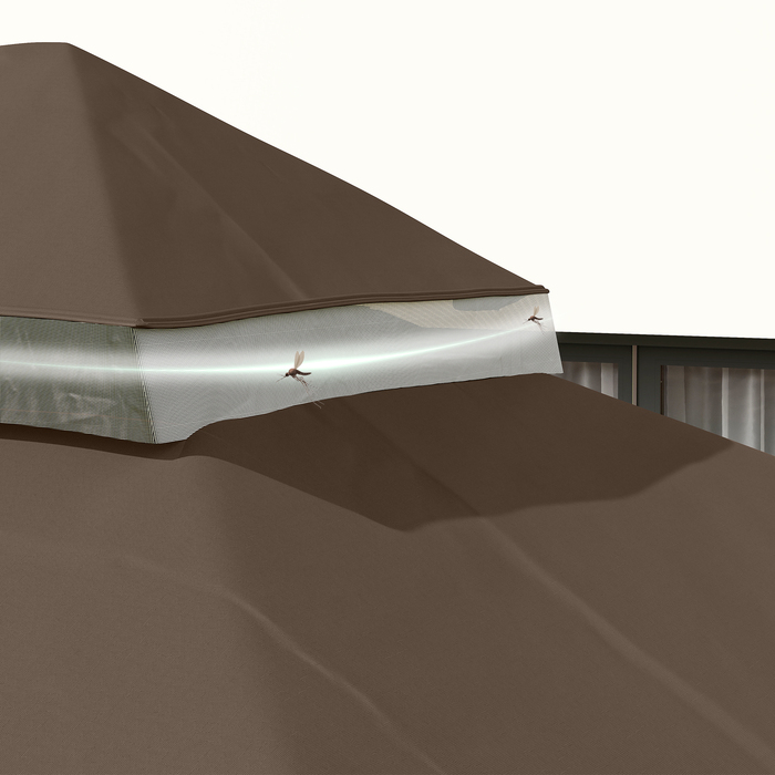 Покриття для садового павільйону 3x4 м, двошарове, з оксфордської тканини 600D з дренажними отворами, колір кавовий