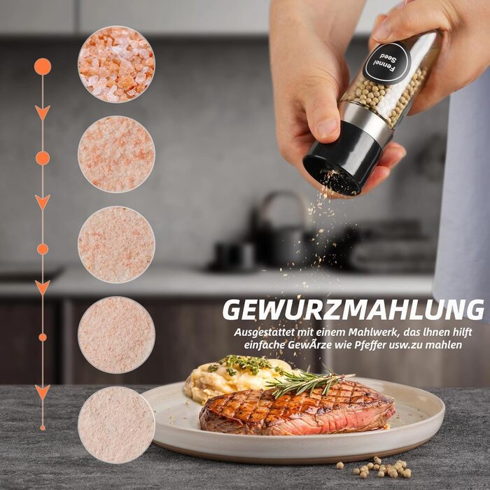 Набір скляних банок для спецій FRIBERG з дозатором, 20 шт. по 120 мл, чорний колір