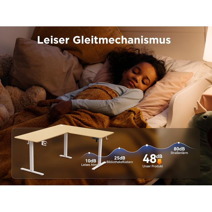 Електричний кутовий стіл WALKINGDESK 190 x 150 см з регулюванням висоти, для офісу, дому, геймінгу, з кабелеуправлінням, колір дуб