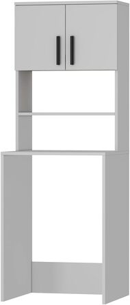 Шафка для пральної машини Homidea MIA - висока шафка для ванної кімнати - навісна шафка для пральної машини та сушарки для кухні та ванної кімнати 182.1 x 65 x 60 см (Антрацит/Дуб) (Білий)