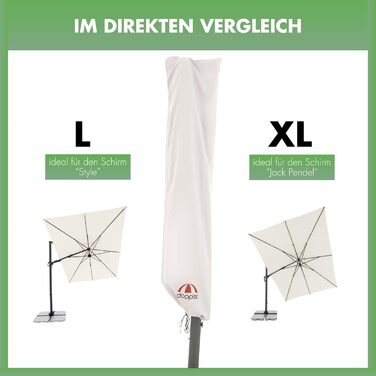 Чохол для садового парасоля Doppler Jack для центрального кріплення | Захисний чохол для парасоля з максимальним діаметром | Стійкий до погодних умов, з блискавкою та ручкою (L)