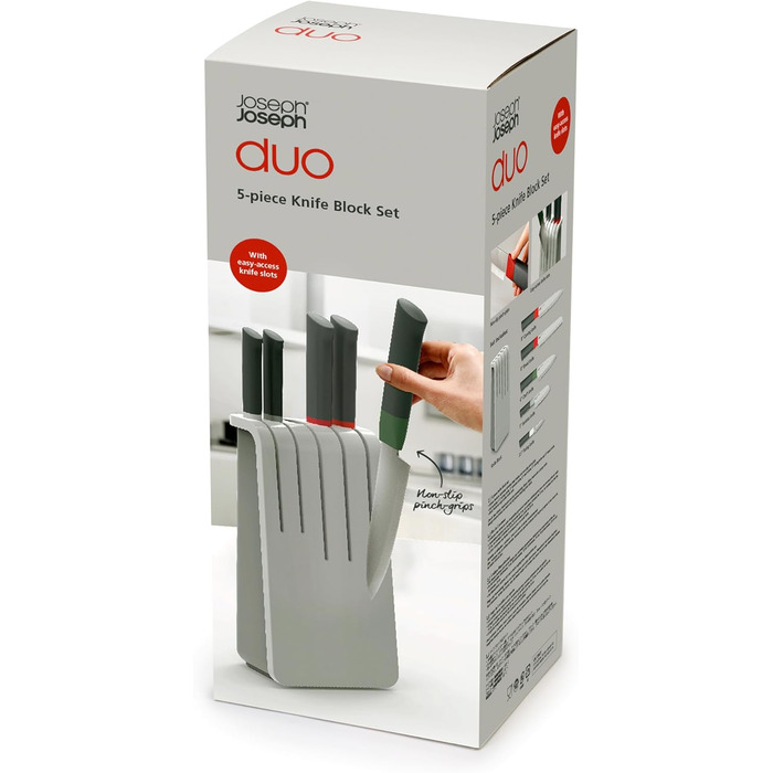 Набір ножів Joseph Joseph 5 шт. з нержавіючої сталі, червоний/сірий