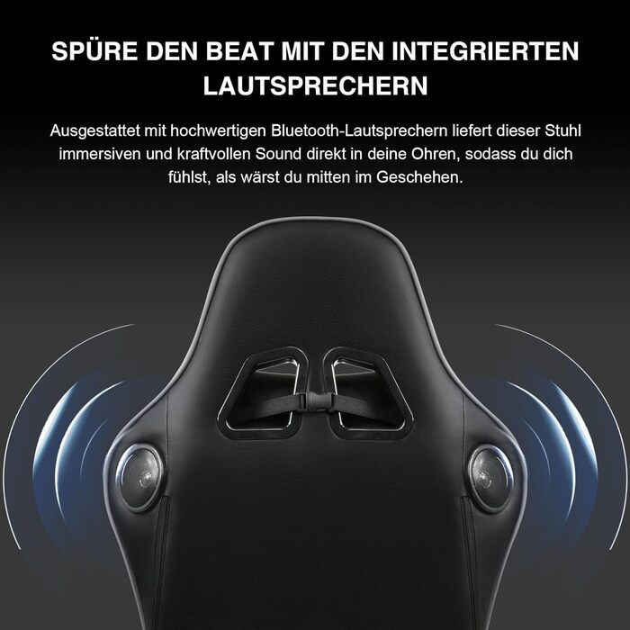 Ігровий крісло GTPLAYER з підніжкою, динаміками та Bluetooth, чорно-сірий офісний/комп'ютерний стілець для дому та офісу