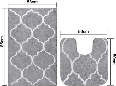 Нековзний килимок для ванної Homcomodar, Килимки для ванної з мікрофібри, абсорбуючі Килимки для ванної кімнати ( (50x50 см 53x86 см, сірий)