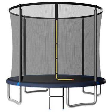 Батут JUMMICO вуличний з захисною сіткою 290 см, блакитний - Комплект з покриттям та аксесуарами для монтажу