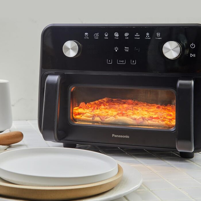 Фритюрниця повітряна Panasonic NF-CC500SXE з вікном, 80–200 °C, 9.6 л, 11 програм, LCD-дисплей, функція пари, ETM Award 2024, легко миється, сірий матовий колір