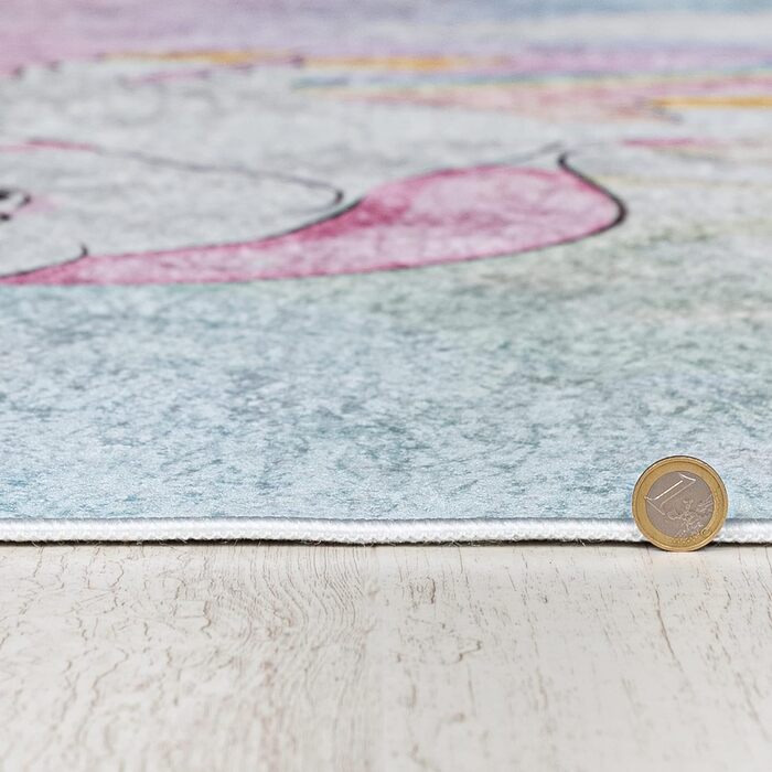 Килимок для дитячої кімнати Mazovia протиковзкий - миється - єдиноріг - короткий ворс - OEKO-TEX - килимки для дівчаток кольорові 160x230см