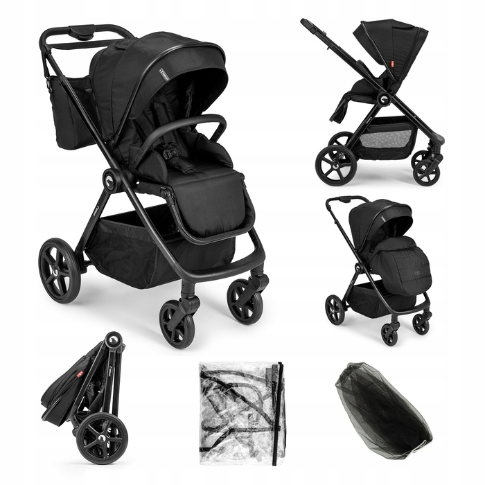 Дитячий прогулянковий візок Kidnort Älskar, чорний, алюмінієвий, до 22 кг, складаний