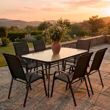 Комплект садових меблів Go Garden, метал, чорний, 7 предметів