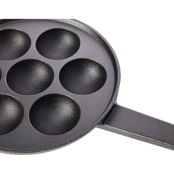 Сковорода KitchenCraft Aebleskiver з 7 отворами, в тому числі за рецептом Aebleskiver, чавунна, 20,5 см