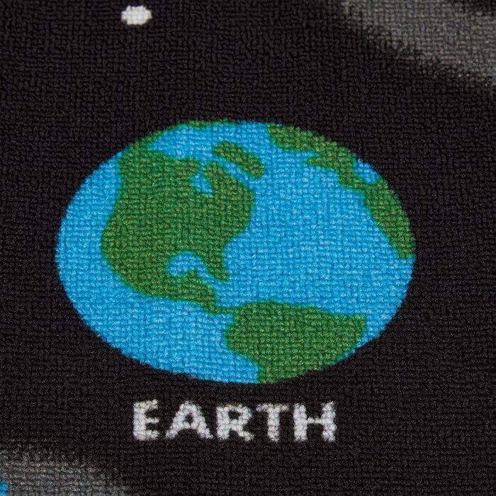 Дитячий килим з космічною тематикою 150x100 см, короткий ворс, протиковзке покриття, сонце і планета, Різнокольоровий