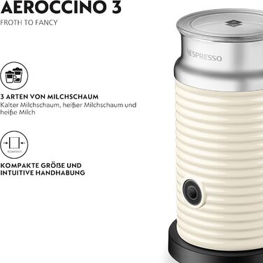 Nespresso Aeroccino 3 - електричний спінювач молока, білий
