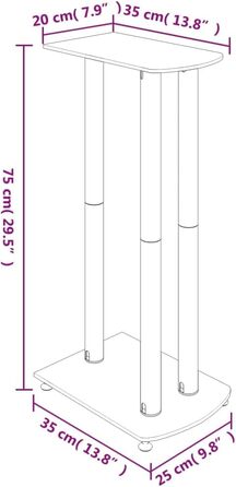 Стійка для динаміків 2 шт. , Стійка для динаміка з 3 колонками, Нековзні ніжки, Загартоване скло (Чорний/Сріблястий)