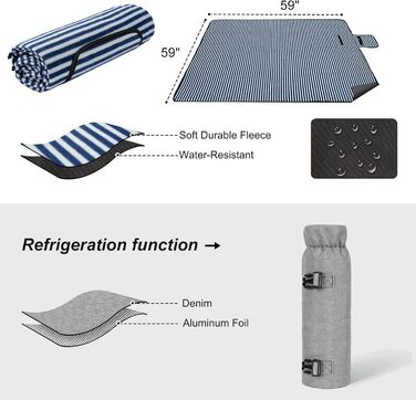 Набір для пікніка на 4 особи з термосумкою, флісовою ковдрою, столовим приладдям, для кемпінгу, пляжу, подорожей, походів (Світло-сірий)