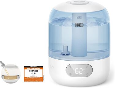 Зволожувач повітря Dreo для спальні, ультразвуковий холодний туман, 30 годин роботи, 3L резервуар з верхнім заповненням, датчик вологості, нічне світло для дітей, кімнати, рослин та дому (Blue)