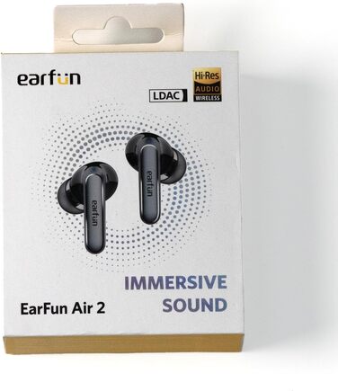 Бездротові навушники-вкладиші EarFun Air 2, Hi-Res Audio, LDAC, 40 годин автономної роботи, Multipoint, IPX7, Чорний