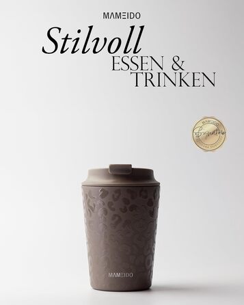 Термокружка MAMEIDO з трубочкою: ізольована, з кришкою, 350 мл, не протікає, Coffee to go, Wild Allure