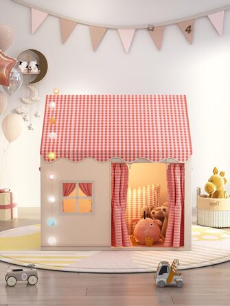 Дитяче намету Роза для дівчаток з LED-підсвіткою та іграшкою-велетнем у вигляді райдужного жаб'яти. Ігровий намет для дітей, намет для дитячої кімнати, розкладний намет для ігор на вулиці. 120 x 105 x 128 см