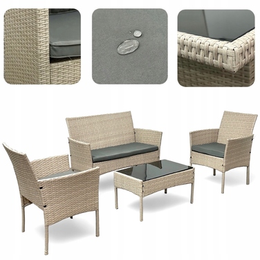 Комплект садових меблів із техноротанга MTG Trade Group, бежевий, 4 предмети