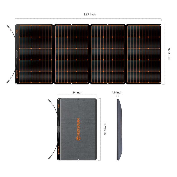 Сонячна панель FlexSolar, портативна сонячна панель 60 Вт з USB-C 45 Вт QC 3.0 і виходом постійного струму, водонепроникна та пилонепроникна IP67, монокристалічна сонячна панель ETFE для вулиці, кемпінгу, мобільних телефонів і ноутбуків (360 Вт)