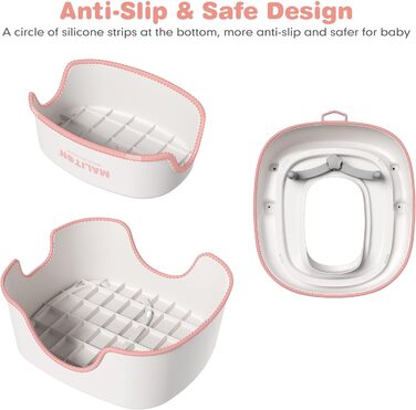 Унітаз дитячий Maliton з підставкою 2-ступінчастою для дітей 1-8 років, біло-сірий (Рожевий)