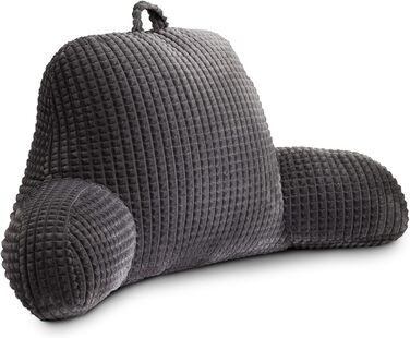 Крісло-мішок для читання Holawakaka для дорослих з підлокітниками та спинкою, велике сіре, для відпочинку та роботи за ноутбуком