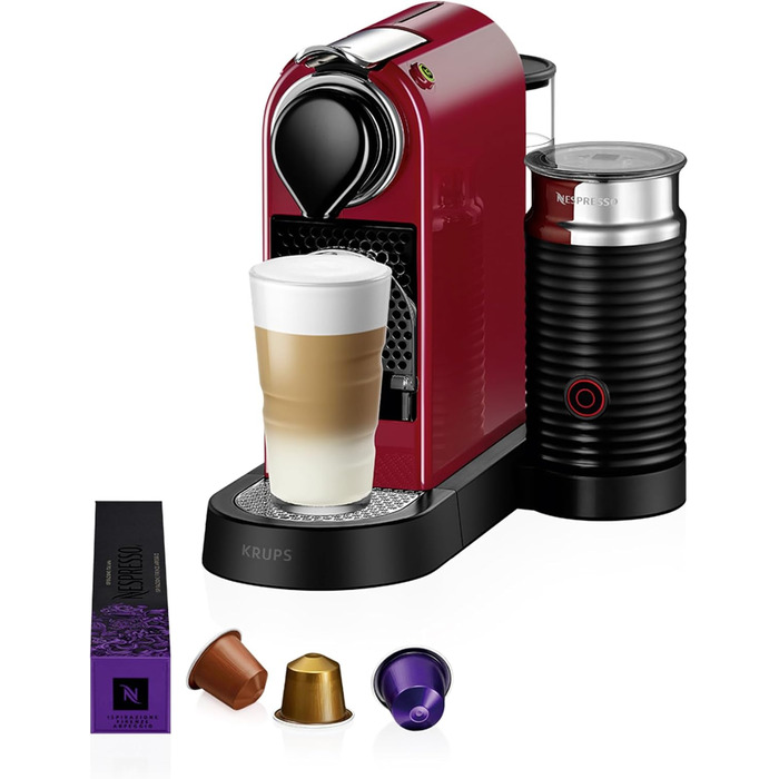 Кавомашина Nespresso Krups Citiz & Milk XN741B - червона, автоматичне відключення, 1 л резервуар для води, 1260 Вт