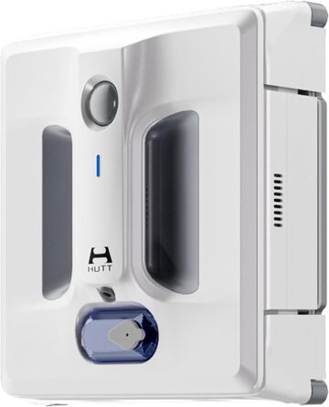 Робот для миття вікон Hutt з пультом дистанційного керування | 2-фазне розпилювальне система та 3800Pa потужність всмоктування | 80 мл бак, розпізнавання країв | Для скла, плитки, дзеркал (4 серветки для миття, страхувальний трос у комплекті) (A1)