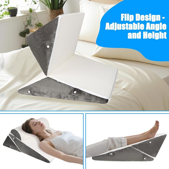 Регульована кліновидна подушка для ліжка та дивана, ортопедична подушка від рефлюксу та хропіння, підтримка спини та ніг, пінополіуретан
