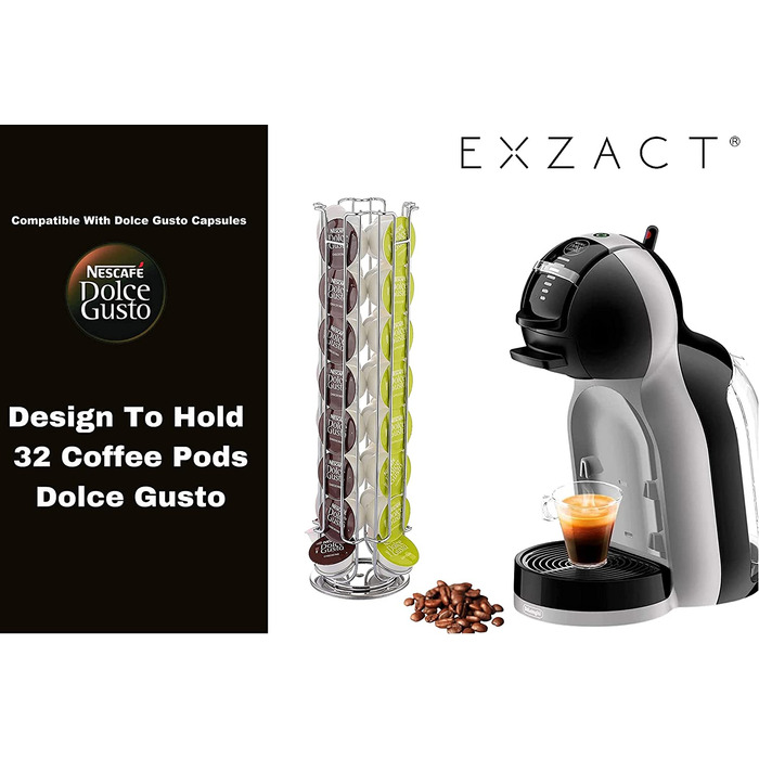 Тримач для кавових капсул Exzact для 32 капсул Dolce Gusto 42х12 см сріблястий