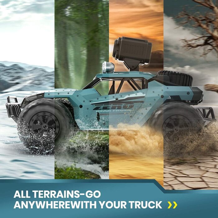 RC Truck DEERC 1:16 з камерою 1080P, WiFi, 2 акумулятори, 60 хв роботи, позашляховик для дітей та дорослих (36W)