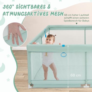 Манеж Baby з аксесуарами для дітей 0-36 місяців 200x180 см зелений