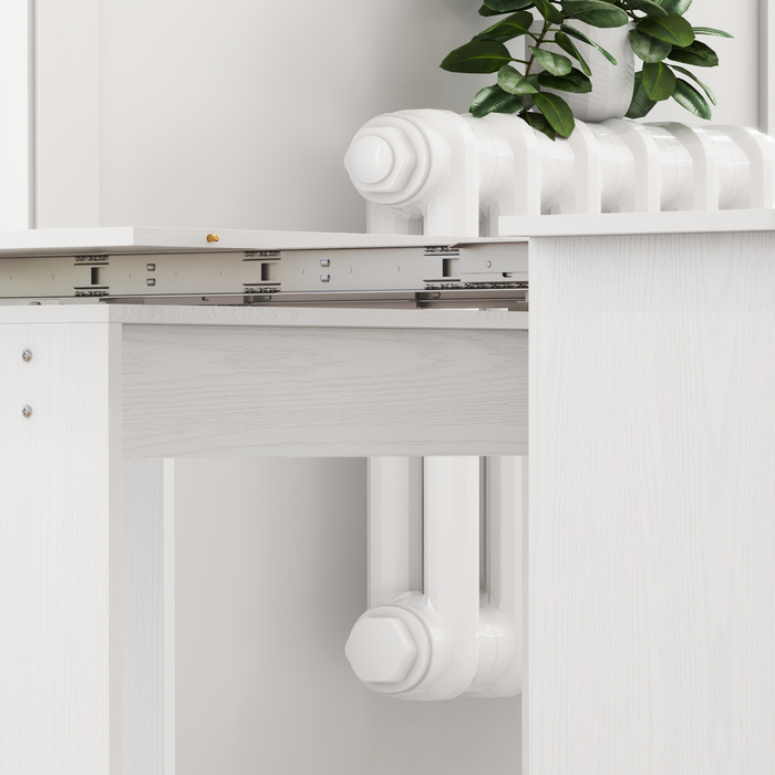 Розкладний обідній стіл, кухонний стіл, білий. Матеріал: ДСП. Розміри: 60-180 x 85 x 75 см.