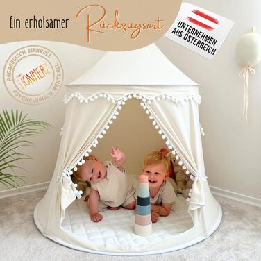 Дитячий намет LIONHERZ® DAS ORIGINAL: принцесин замок з бавовни та льону | з фібергласовими штангами та сумкою для перенесення | стабільний намет-тіпі для дівчаток (без аксесуарів)