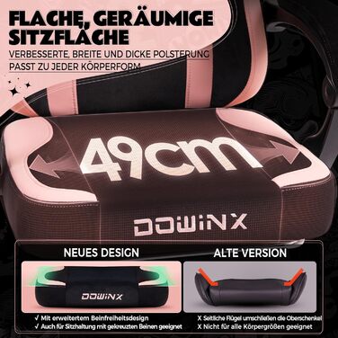 Ігровий крісло Dowinx з підніжкою, комфортний ігровий сідло для ПК, рожево-білий/чорний, для дорослих