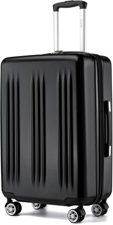Чемодан KONO Handgepäck Trolley, 55x39x20 см, розширюваний, 37 л, з TSA-замком, 4 колеса (Чорний, L 65 см)
