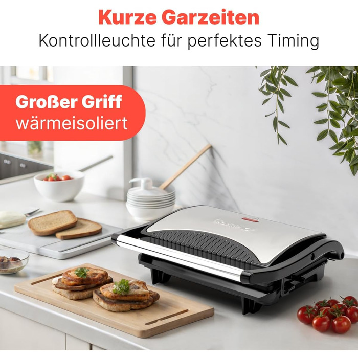 Контактний гриль Clatronic® MG 3519: безжирове приготування, 700W, антипригарне покриття, Panini Grill