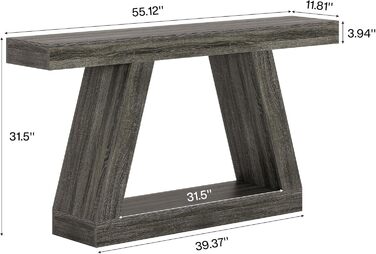 Консольний столик Tribesigns 140x30x80 см з місцем для зберігання, сірий. Ідеально для передпокою, вітальні, невеликих приміщень