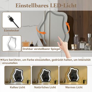 Сучасний туалетний столик ModernLuxe з дзеркалом та 5 шухлядами (100x76x40 см)