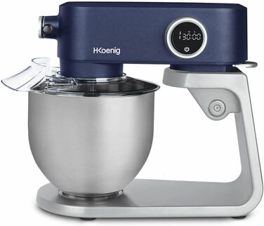 Кухонний комбайн H.Koenig KM124: професійний, багатофункціональний, 5 л, нержавіюча сталь, 800 Вт, 8 швидкостей (блакитний)